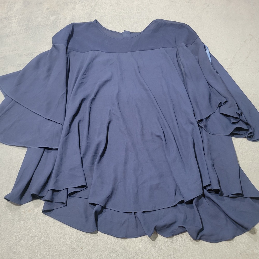 Blouse Womens 2XL Navy Blue Tiered Bell Sleeve‎ Babydoll Boho Flowy Whimsigoth